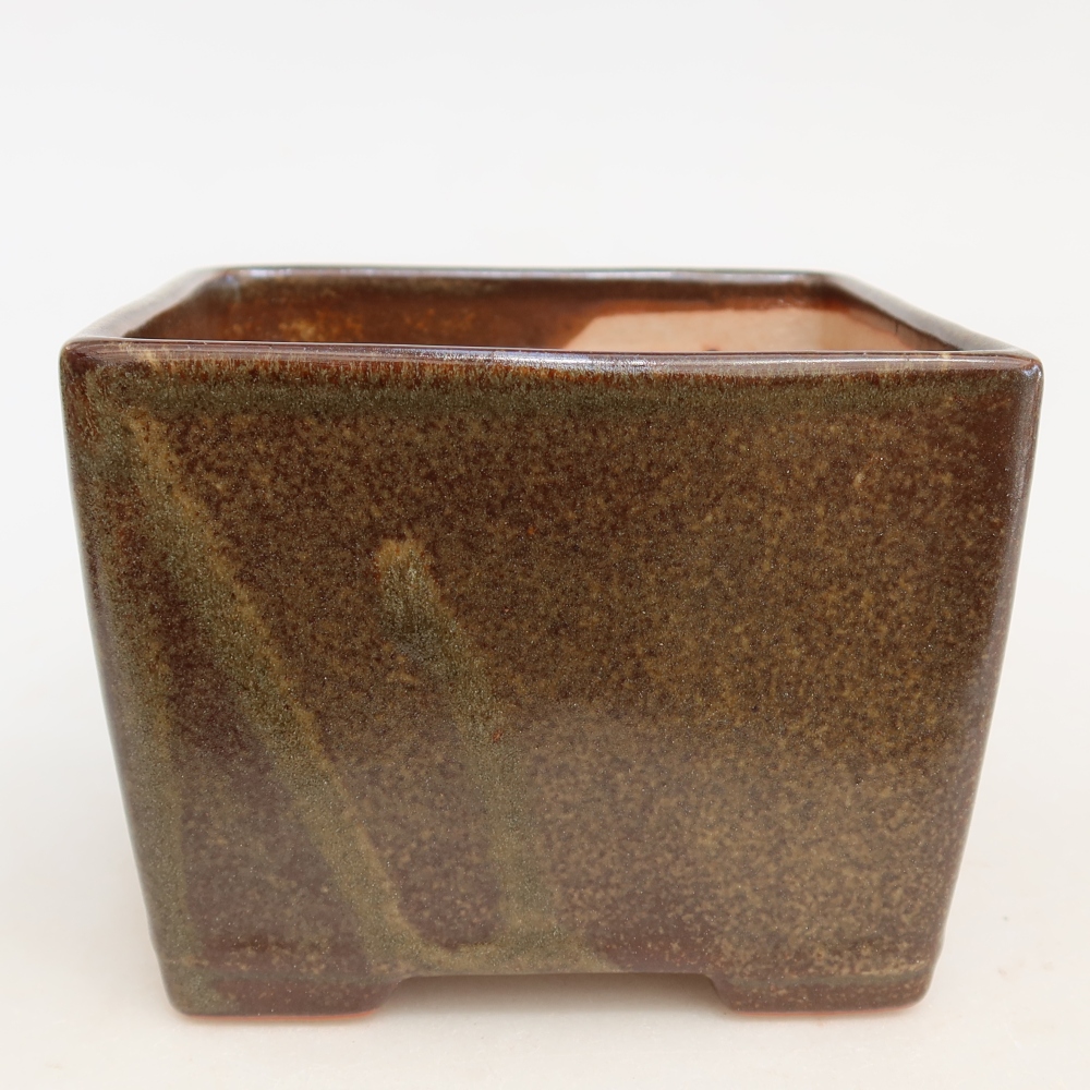 Keramická bonsai miska 12 x 12 x 9 cm, barva hnědá