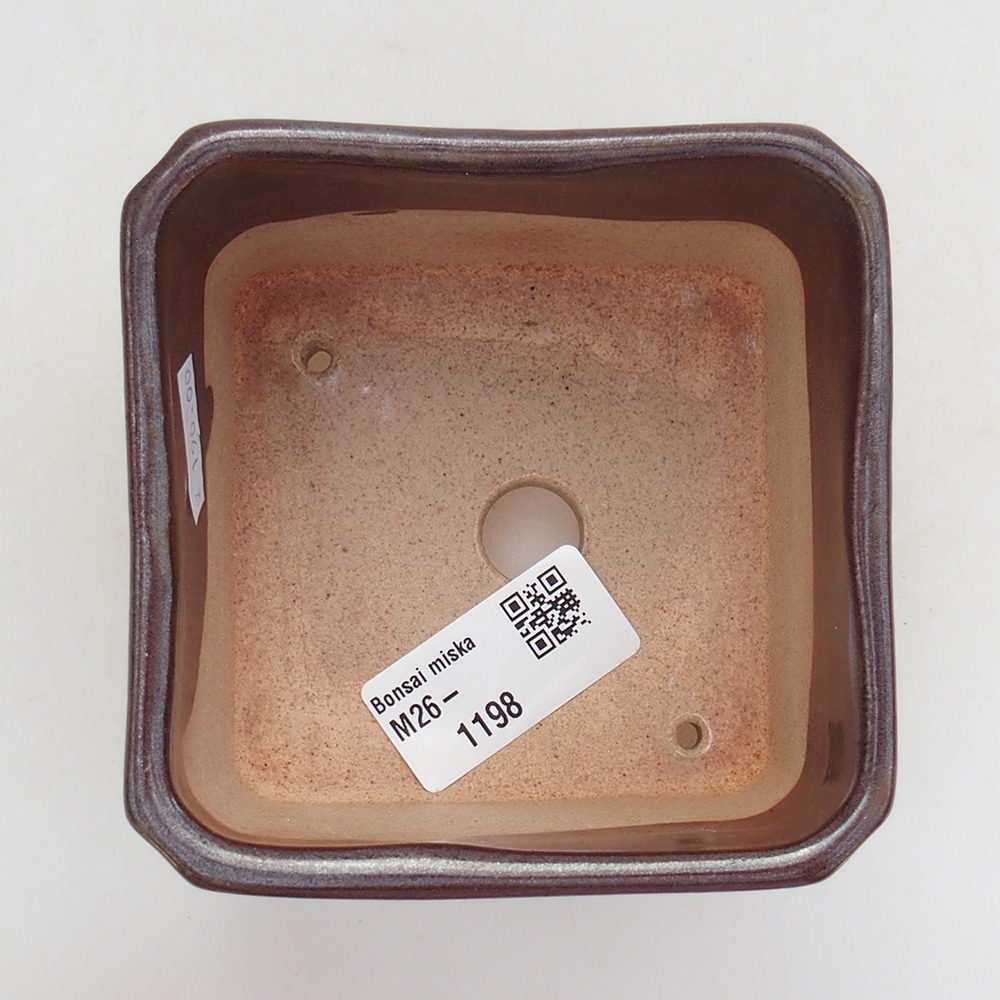 Keramická bonsai miska 9 x 9 x 7 cm, barva hnědá