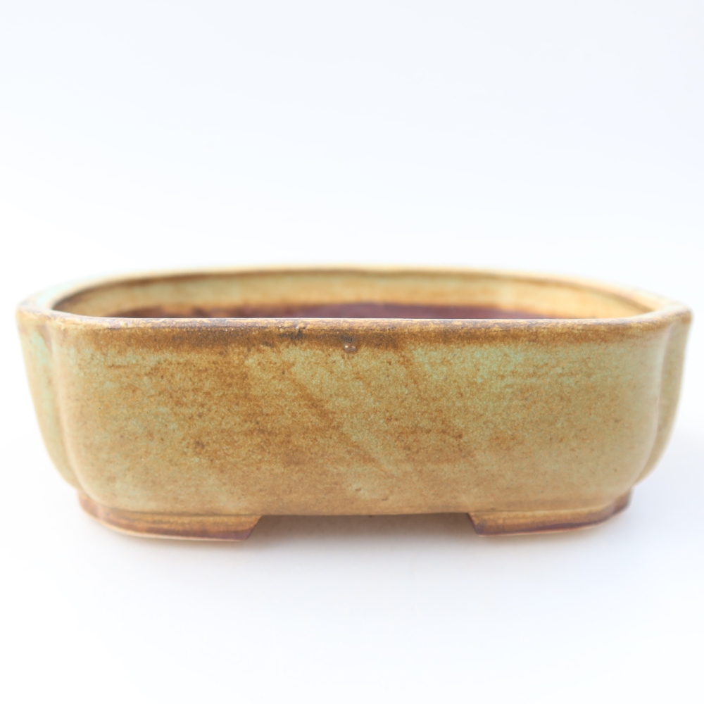 Keramická bonsai miska 13,5 x 12 x 4 cm, barva zelená