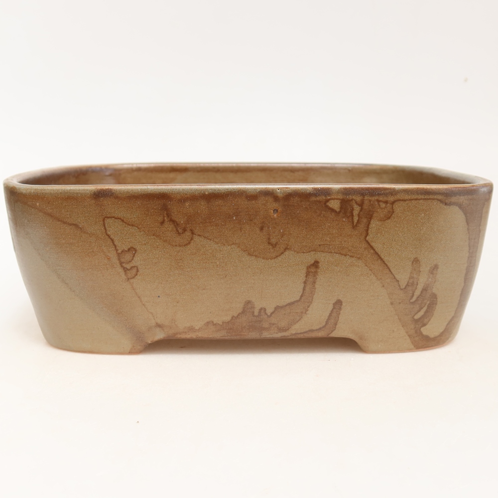 Keramická bonsai miska 23 x 17,5 x 7,5 cm, barva hnědá