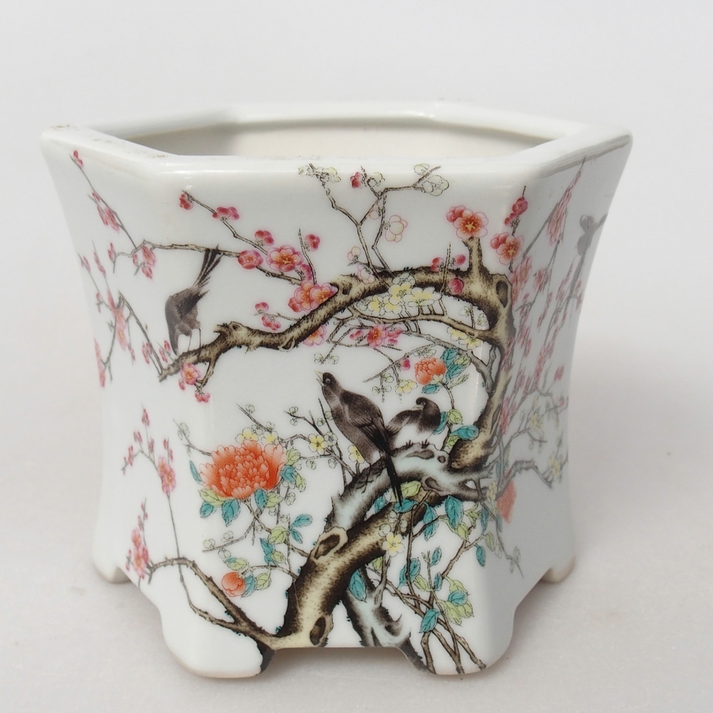 Keramická bonsai miska 10,5 x 9,5 x 9 cm, barva bílá