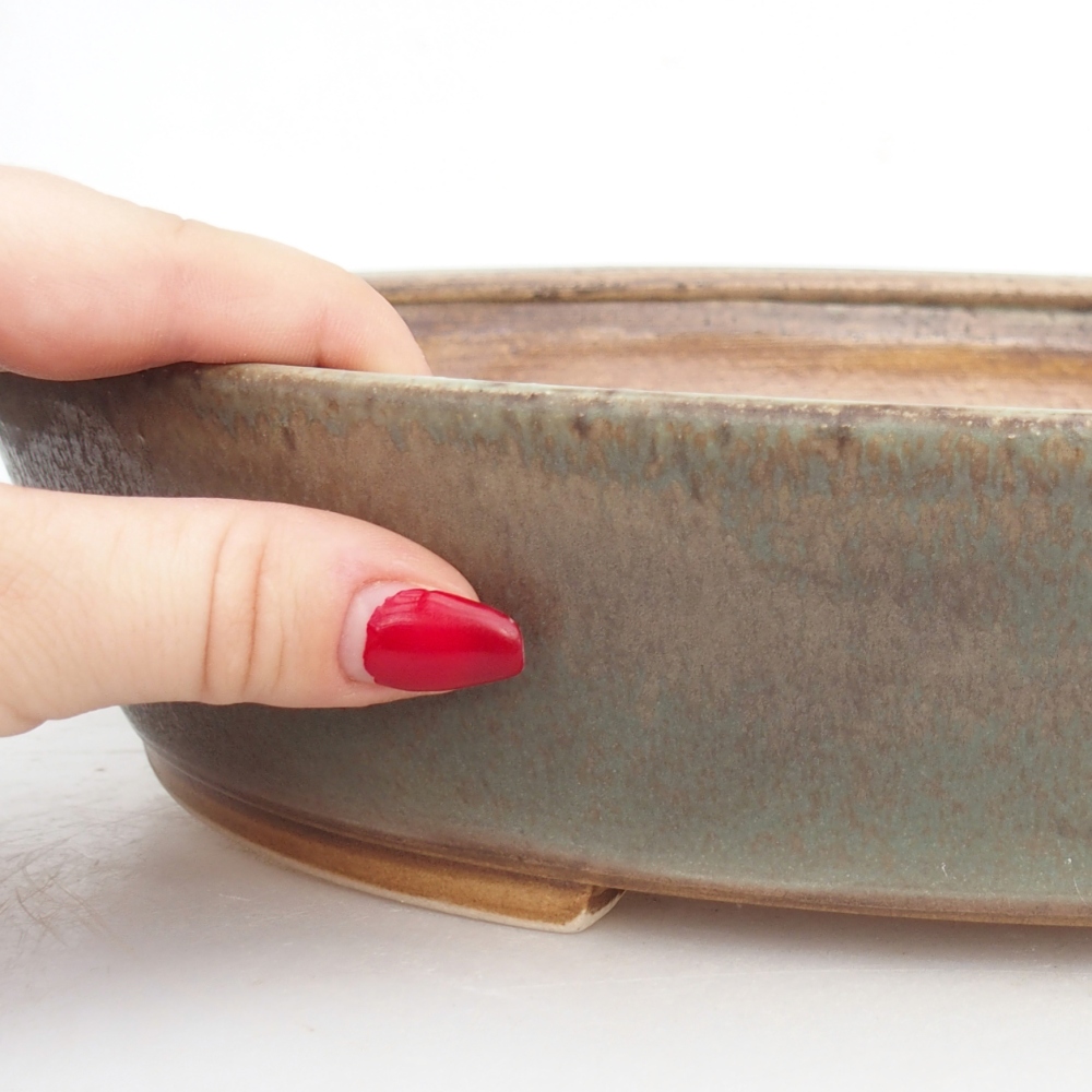 Keramická bonsai miska 31,5 x 28,5 x 6,5 cm, barva zelená