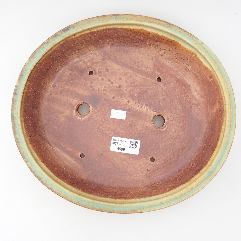 Keramická bonsai miska 25,5 x 28,5 x 5,5 cm, barva zelená