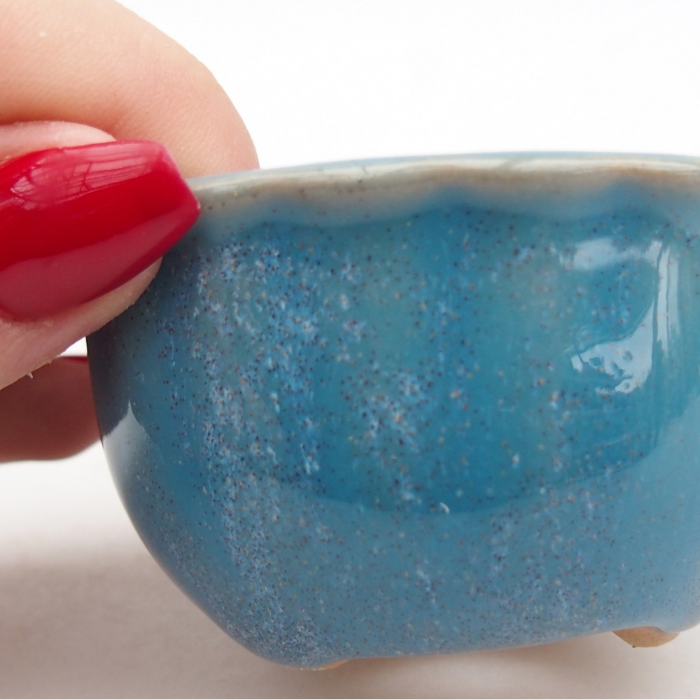 Keramická bonsai miska 7 x 8,5 x 3,5 cm, barva modrá