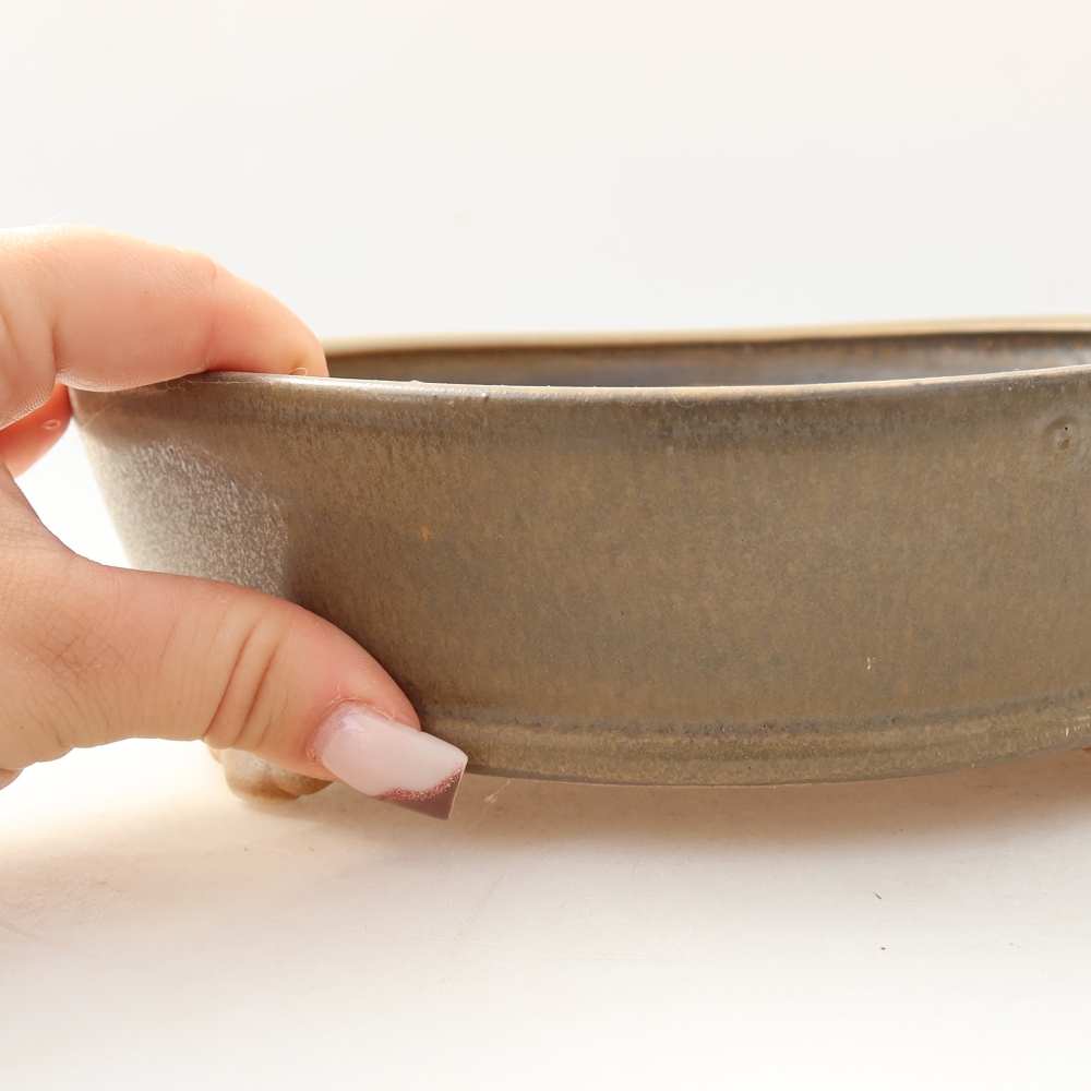 Keramická bonsai miska 21,5 x 21,5 x 6 cm, barva hnědá