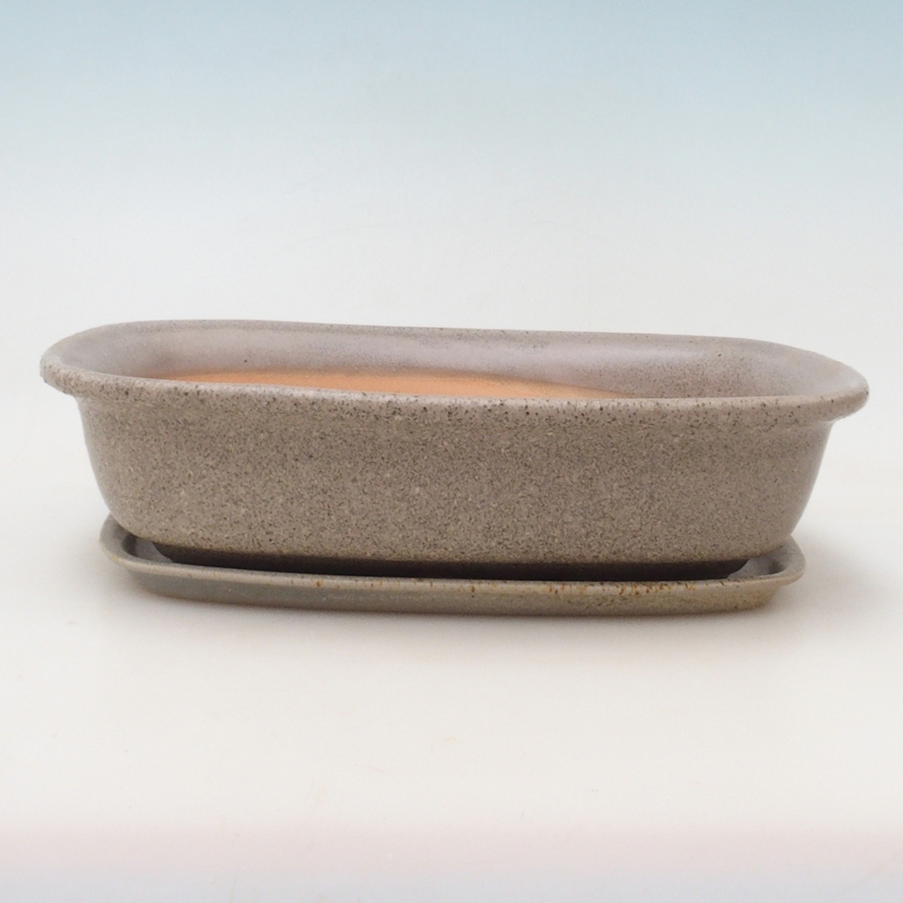 Bonsai miska + podmiska H08 - 25 x 19,5 x 6 cm. - béžová