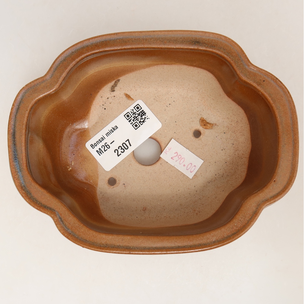 Keramická bonsai miska 13,5 x 10,5 x 5 cm, barva hnědá