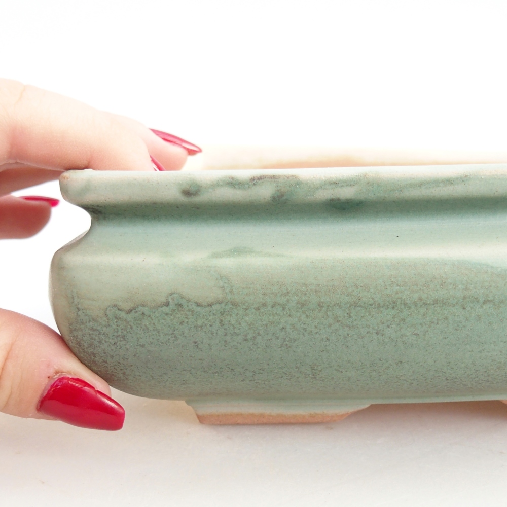 Keramická bonsai miska 15,5 x 15,5 x 6 cm, barva zelená