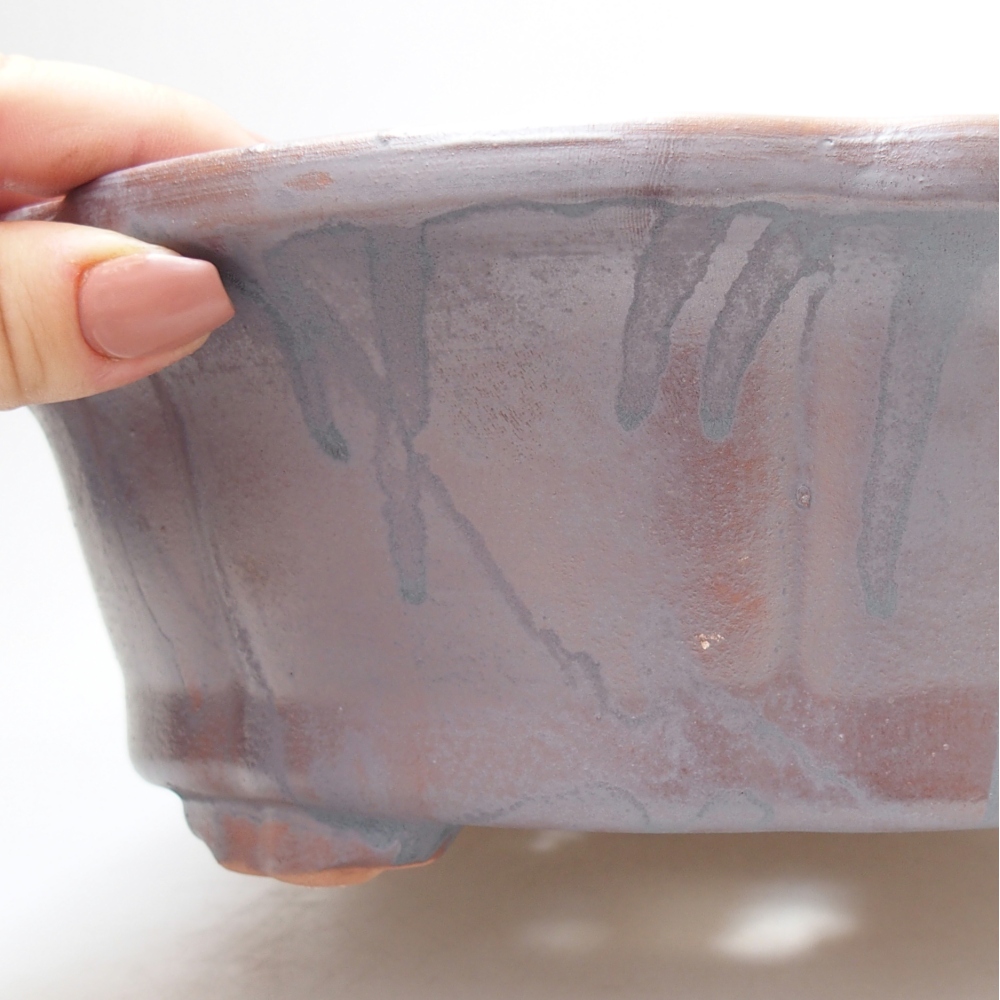 Keramická bonsai miska 26,5 x 26,5 x 8 cm, barva kovová