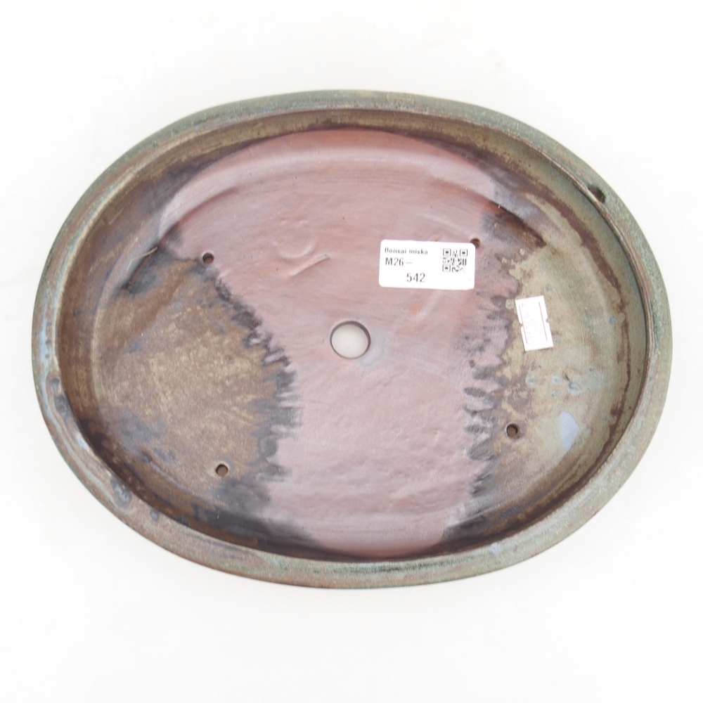 Keramická bonsai miska 24,5 x 20 x 4 cm, barva zelená