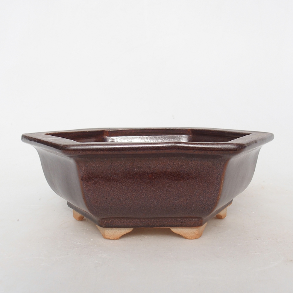 Keramická bonsai miska 17 x 15 x 6 cm, barva hnědá