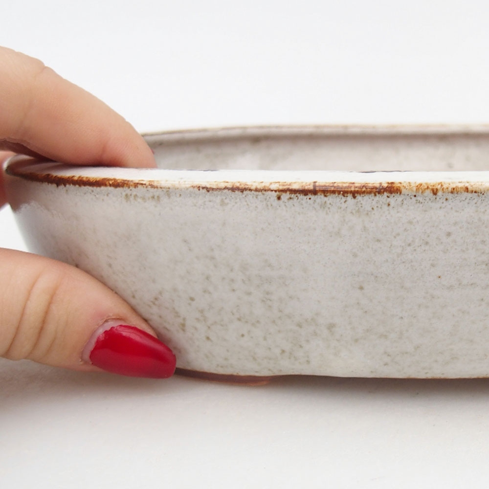 Keramická bonsai miska 22 x 17 x 4 cm, barva bílá