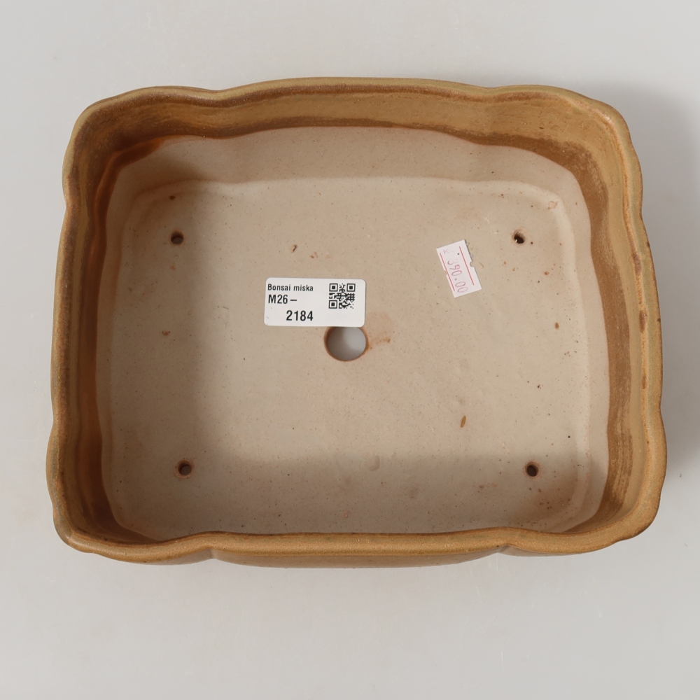Keramická bonsai miska 20,5 x 17,5 x 7 cm, barva béžová