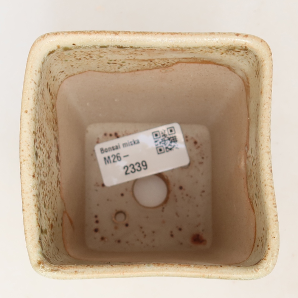 Keramická bonsai miska 7,5 x 7,5 x 11 cm, barva béžová