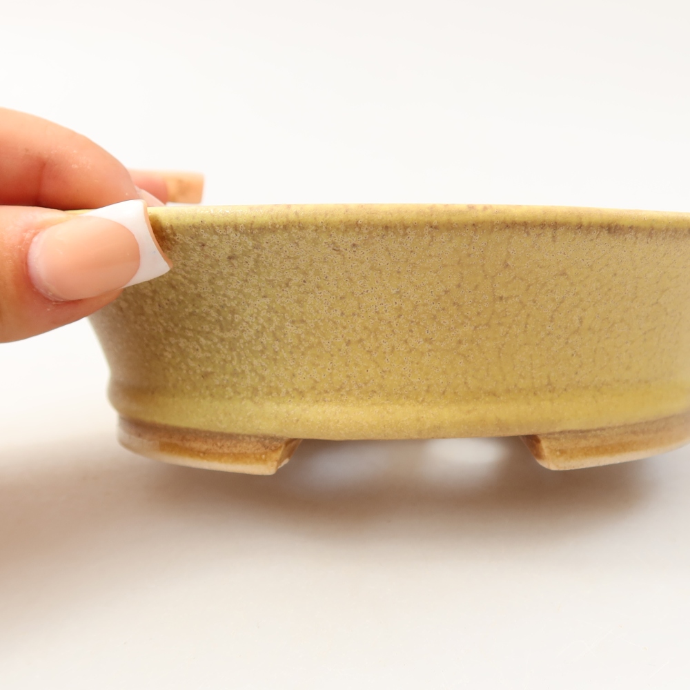 Keramická bonsai miska 14,5 x 12,5 x 4 cm, barva žlutá