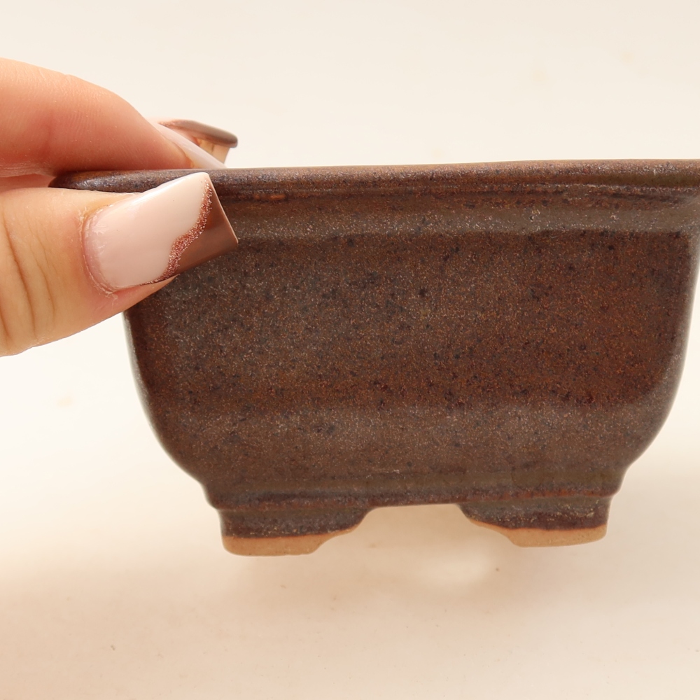 Keramická bonsai miska 9,5 x 9,5 x 5,5 cm, barva hnědá