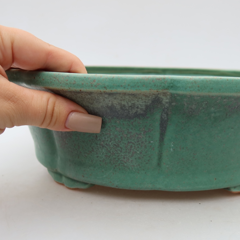 Keramická bonsai miska 26,5 x 26,5 x 8,5 cm, barva zelená