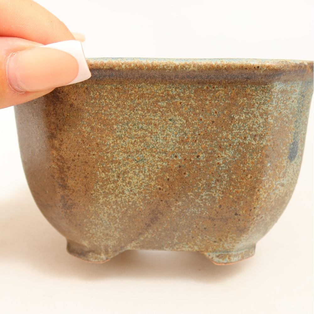 Keramická bonsai miska 10 x 10 x 6,5 cm, barva hnědozelená