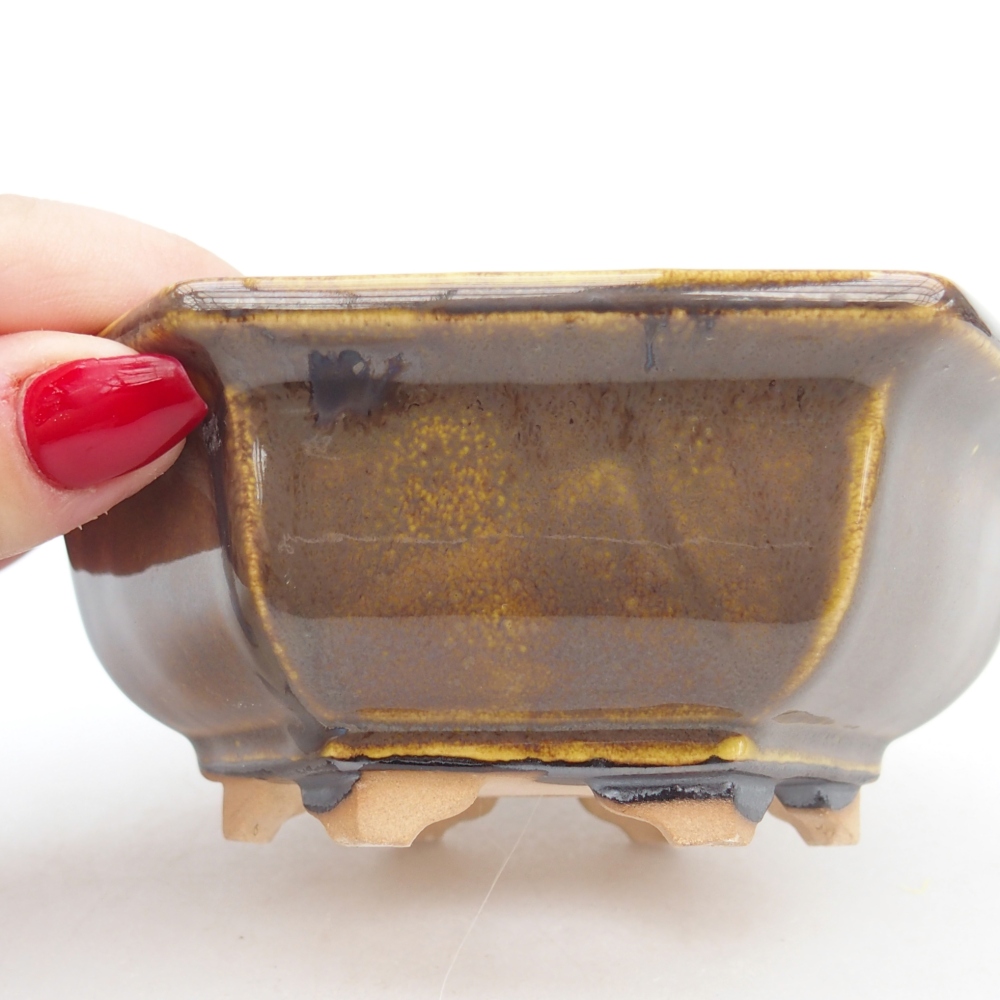 Keramická bonsai miska 12 x 10,5 x 4,5 cm, barva žlutá