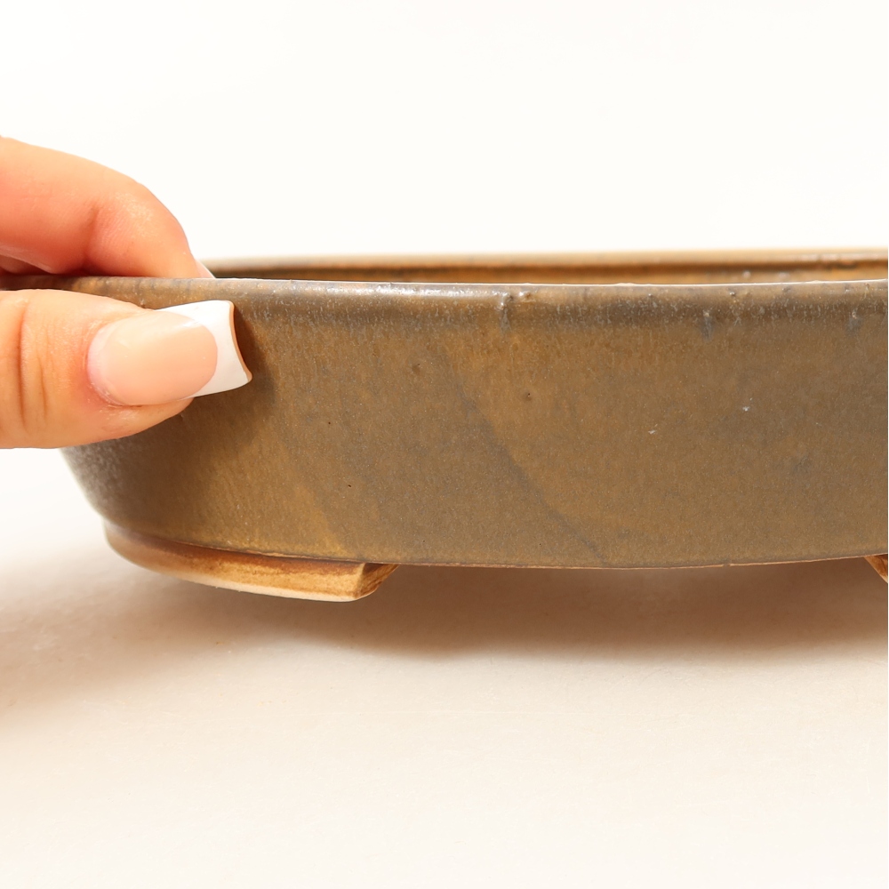 Keramická bonsai miska 21 x 19 x 4,5 cm, barva hnědá