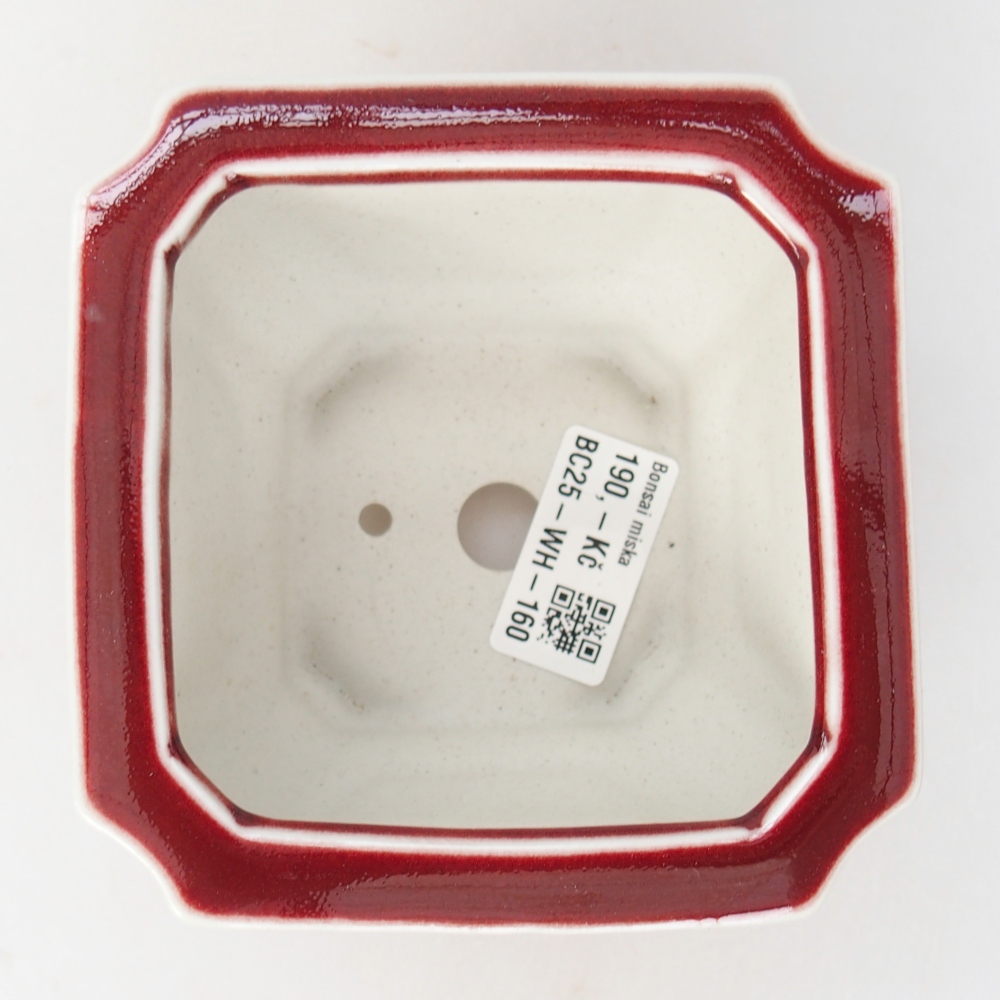 Keramická bonsai miska 11 x 11 x 7 cm, barva červená