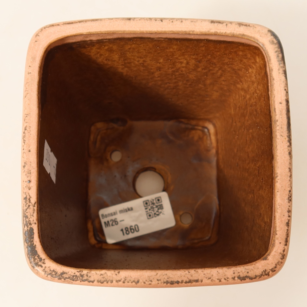 Keramická bonsai miska 10,5 x 10,5 x 12 cm, barva růžová