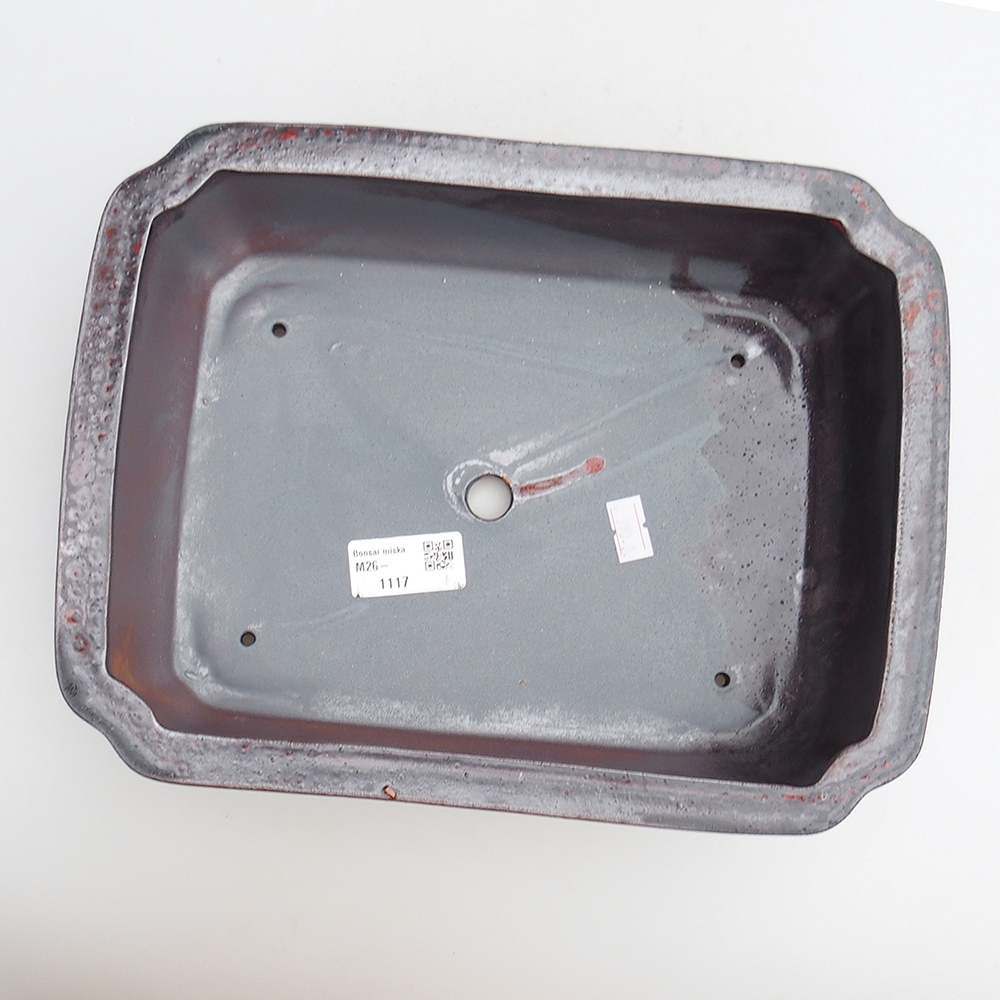 Keramická bonsai miska 27 x 21 x 7 cm, barva černočervená