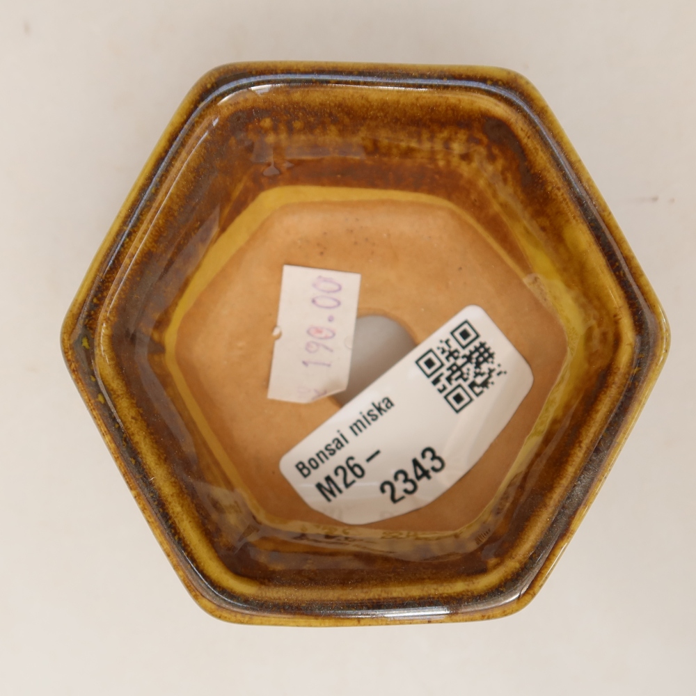 Keramická bonsai miska 7,5 x 7 x 4 cm, barva hnědožlutá