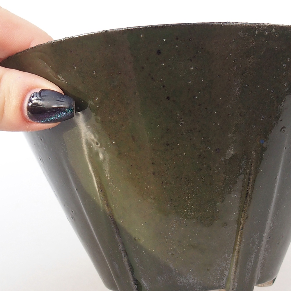 Keramická bonsai miska 15 x 15 x 9 cm, barva zelená