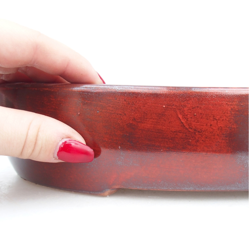 Keramická bonsai miska 27 x 21 x 5 cm, barva červená