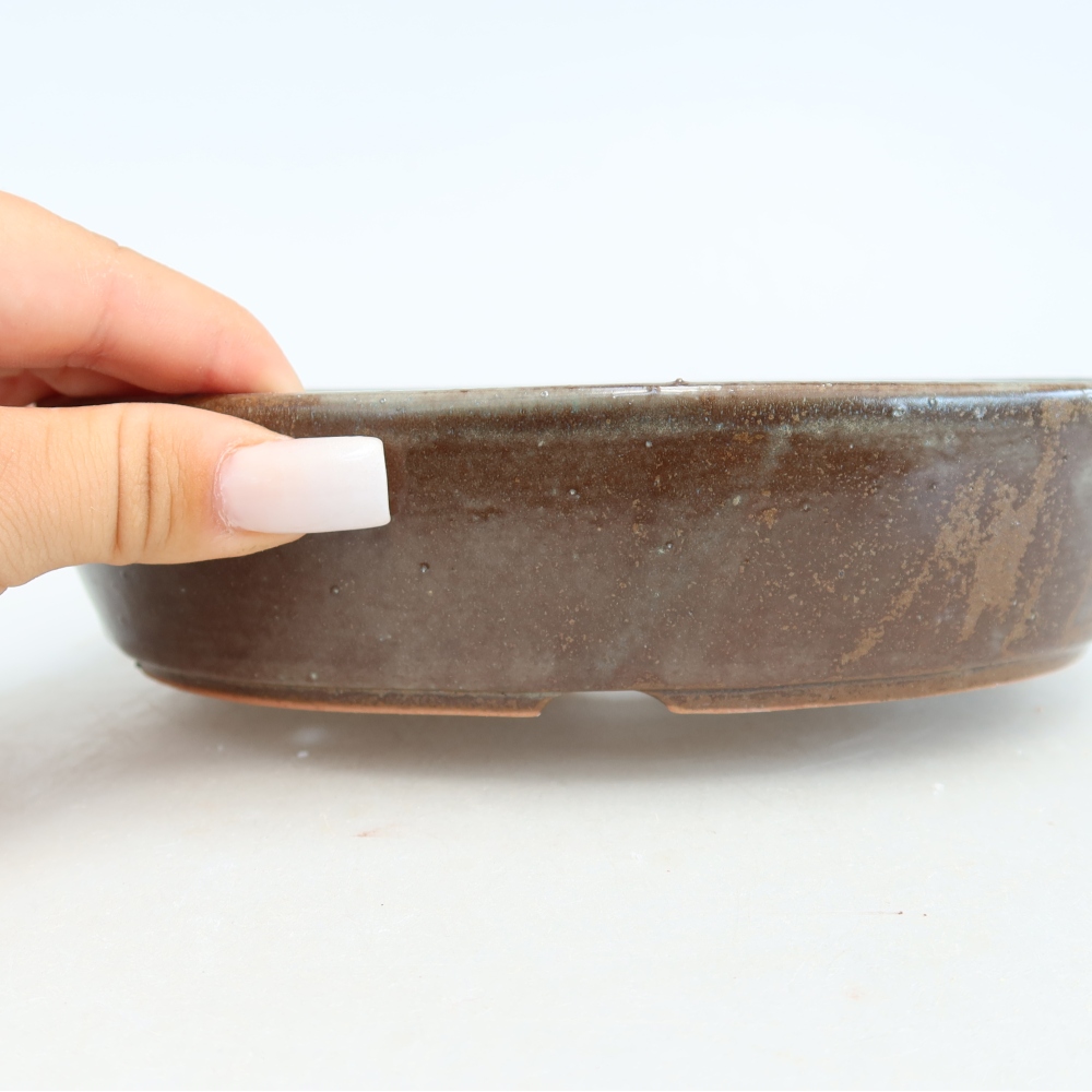 Keramická bonsai miska 18,5 x 13,5 x 4,5 cm, barva hnědá