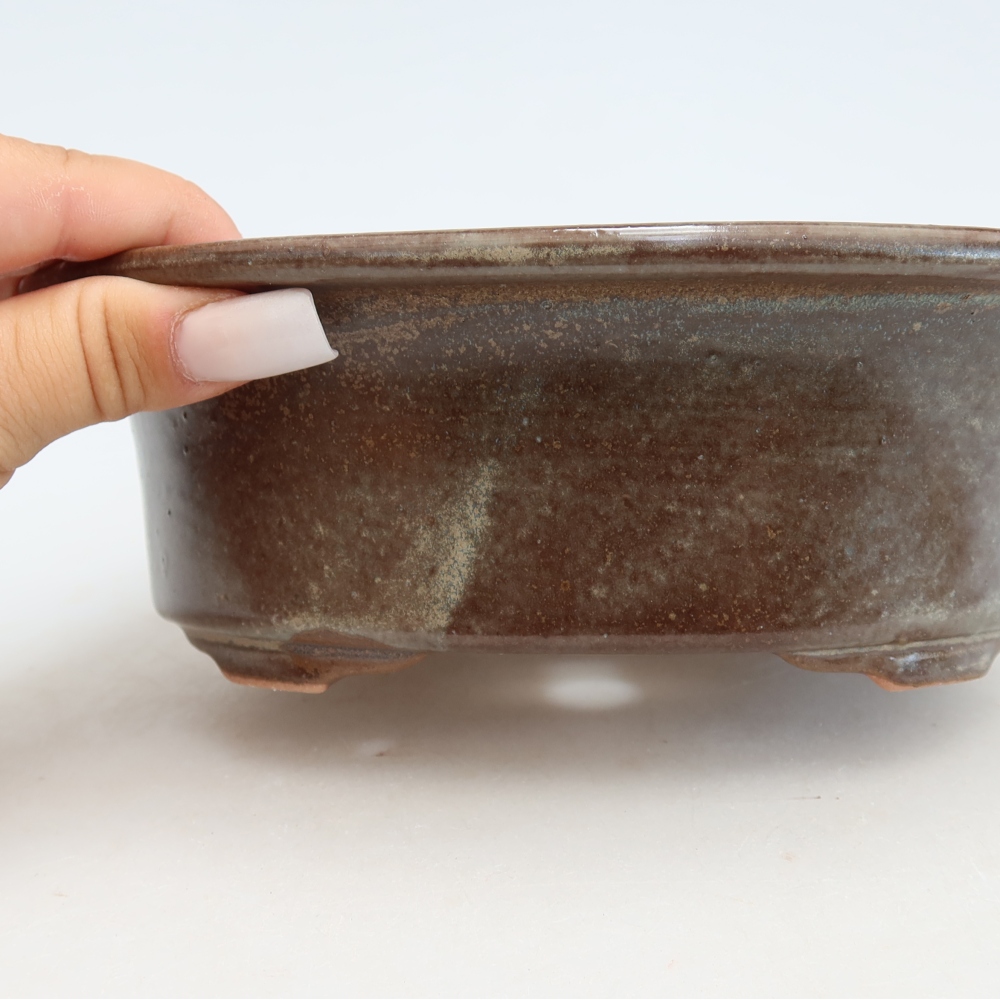 Keramická bonsai miska 19,5 x 15,5 x 6,5 cm, barva hnědá