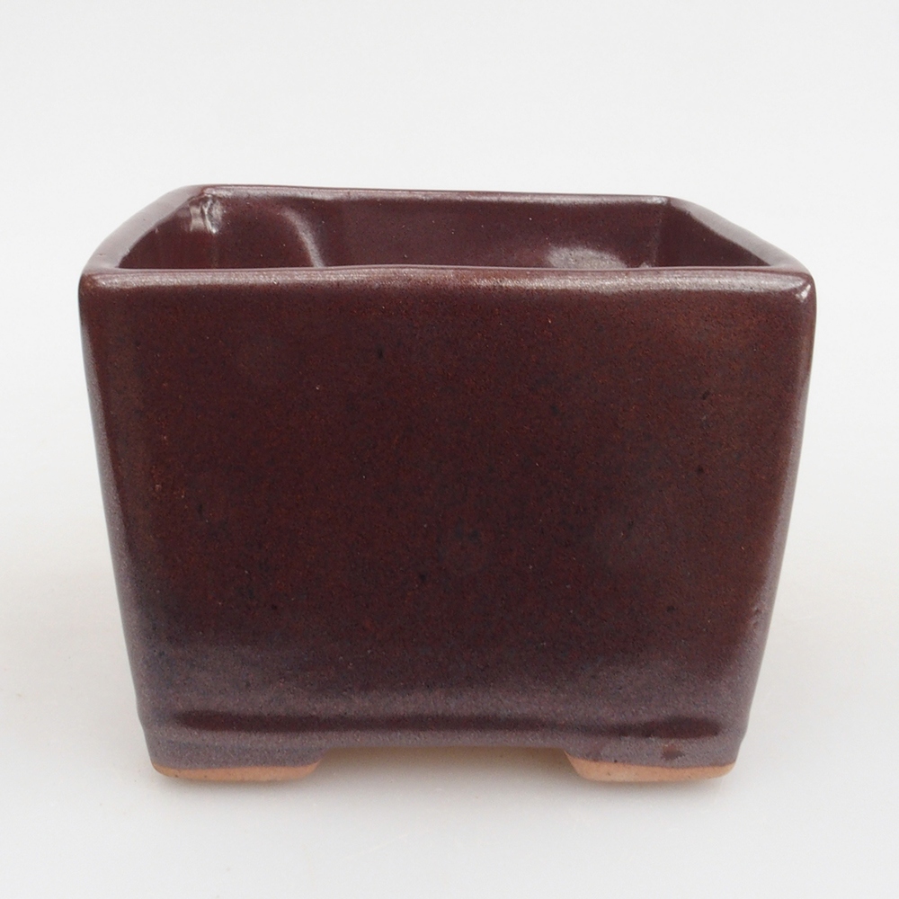 Keramická bonsai miska 11 x 11 x 8,5 cm, barva hnědá