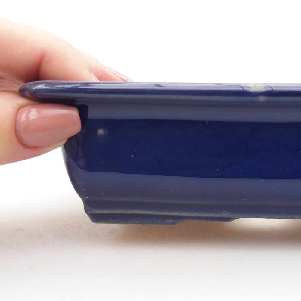 Keramická bonsai miska 13,5 x 10 x 4 cm, barva modrá