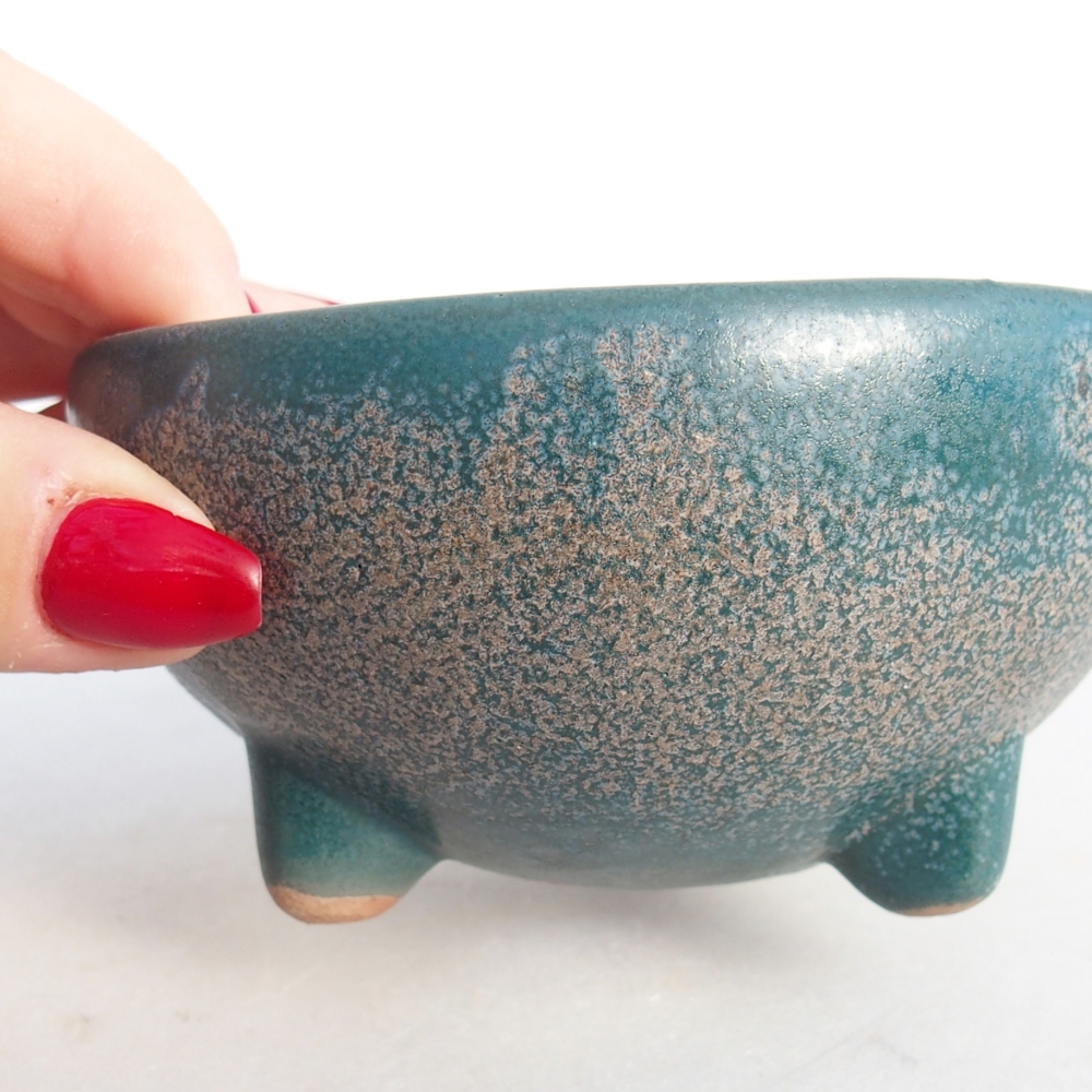 Keramická bonsai miska 10 x 10 x 5 cm, barva modrá