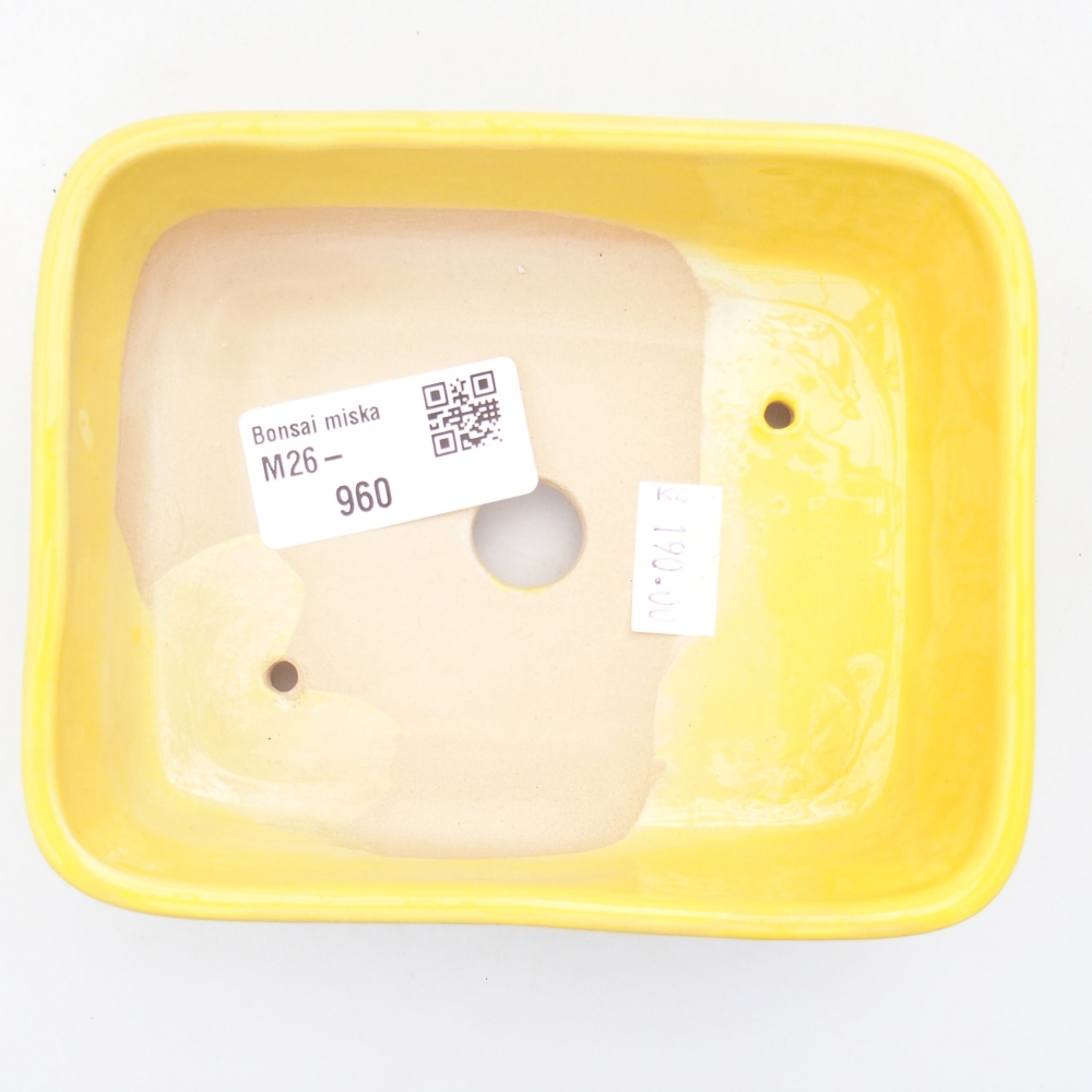 Keramická bonsai miska 12,5 x 9 x 3,5 cm, barva žlutá