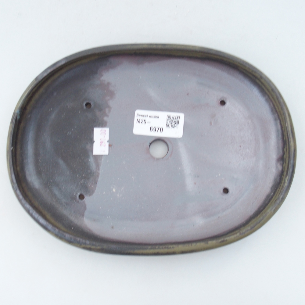 Keramická bonsai miska 22,5 x 16,5 x 3 cm, barva zelená