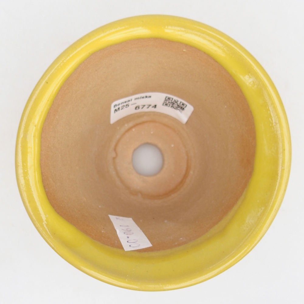 Keramická bonsai miska 10,5 x 10,5  x 7 cm, barva žlutá