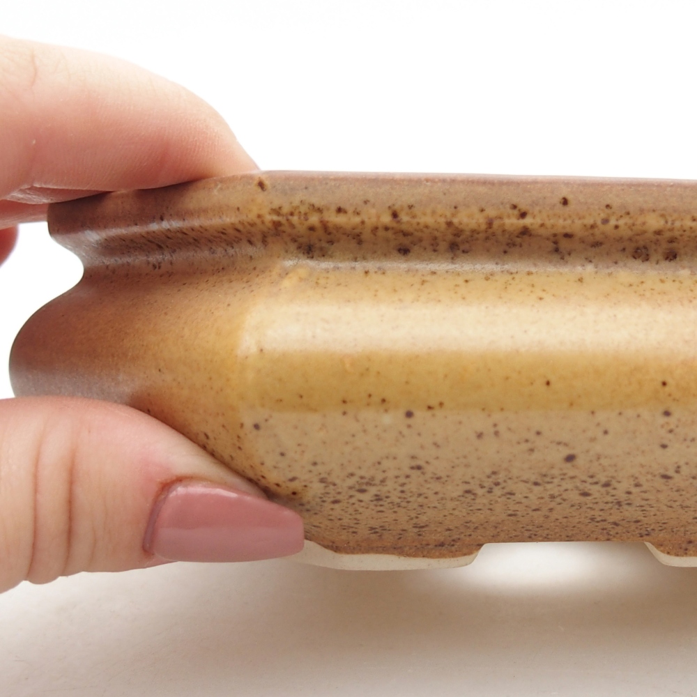 Keramická bonsai miska 13,5 x 13,5 x 4,5 cm, barva hnědá