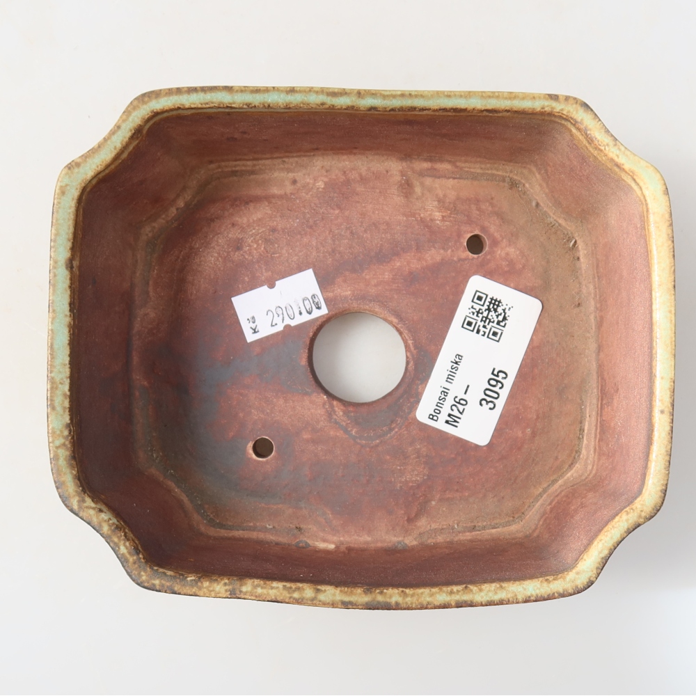 Keramická bonsai miska 14 x 11,5 x 4,5 cm, barva zelená