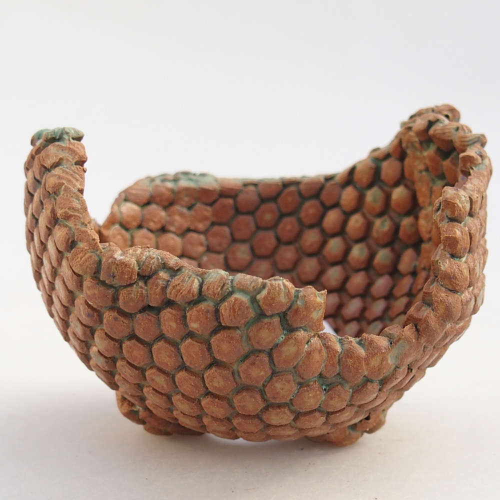 Keramická Skořápka 8 x 8 x 6 cm , barva hnědozelená