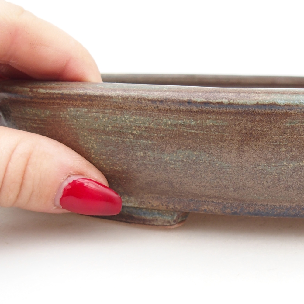 Keramická bonsai miska 24,5 x 20 x 4 cm, barva zelená