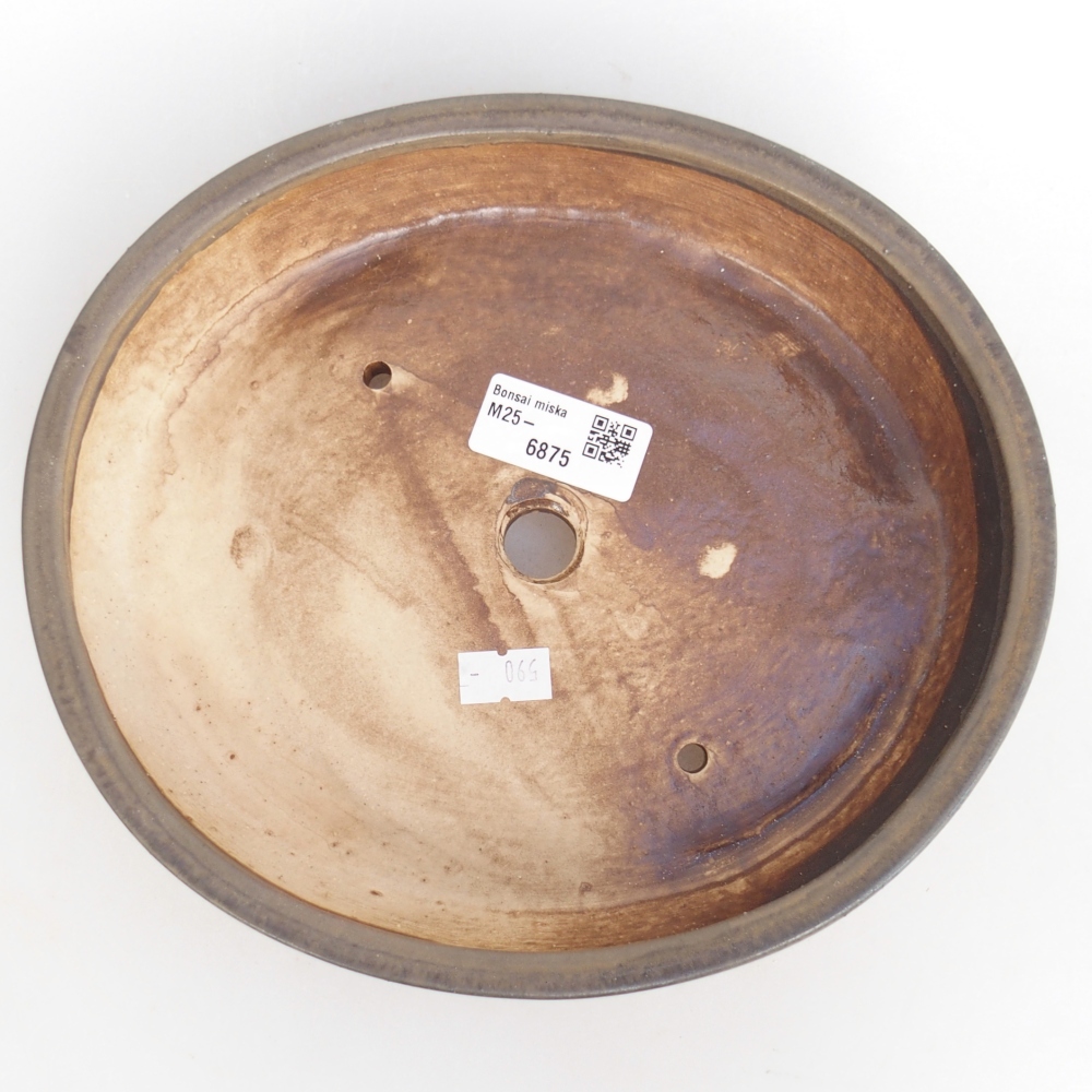 Keramická bonsai miska 22,5 x 20 x 4,5 cm, barva hnědá