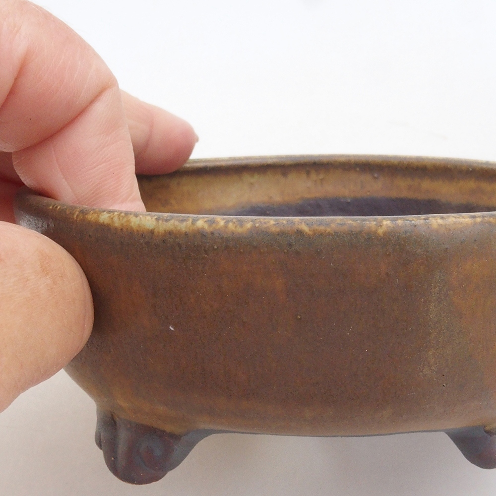 Keramická bonsai miska 10,5 x 10,5 x 4,5 cm, barva hnědá