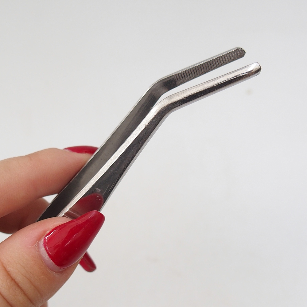 Špachtle a zahnutá pinzeta 22 cm - nerez