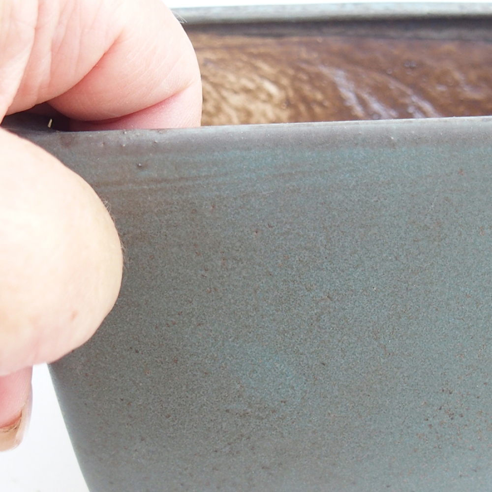 Keramická bonsai miska 12 x 12 x 8 cm, barva modrá