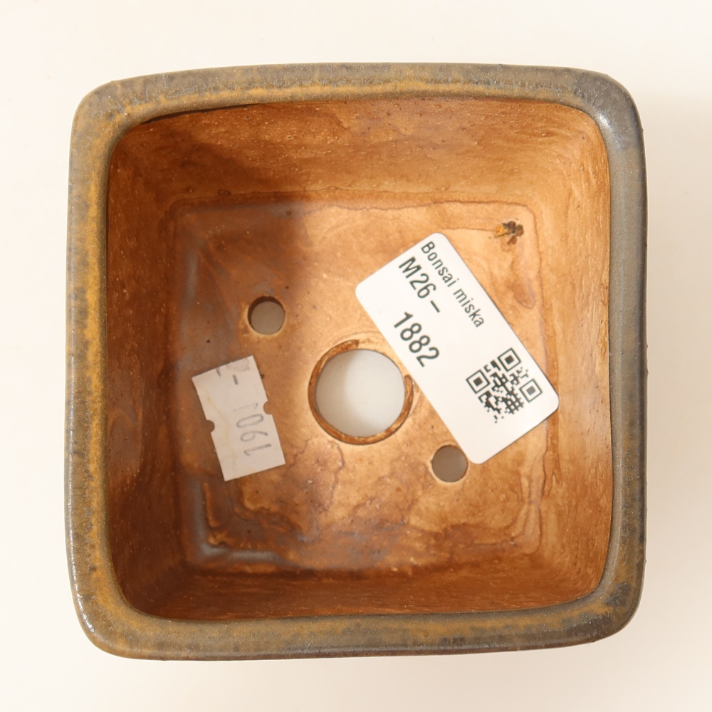 Keramická bonsai miska 8,5 x 8,5 x 5,5 cm, barva hnědá