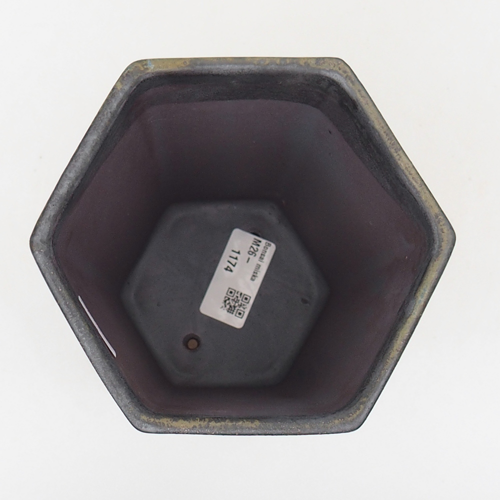 Keramická bonsai miska 13 x 11,5 x 17 cm, barva zelenošedá