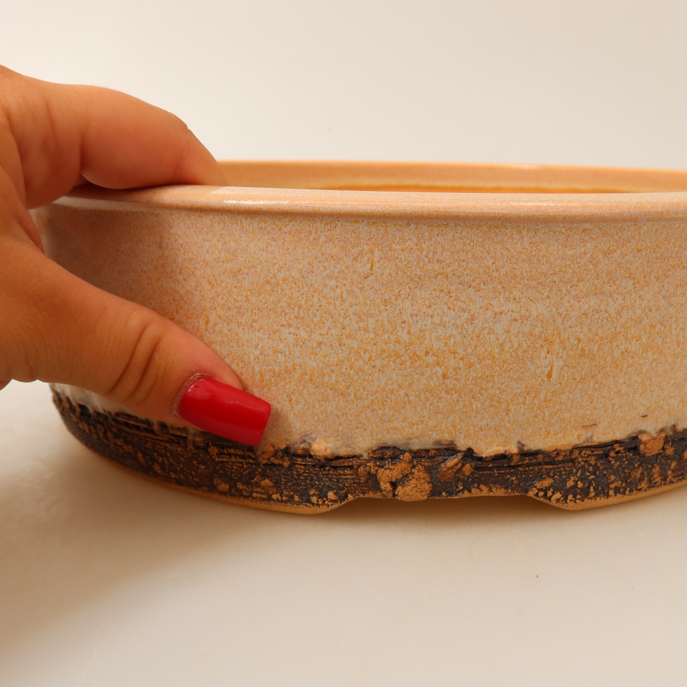 Keramická bonsai miska 24,5 x 24,5 x 7 cm, barva béžová