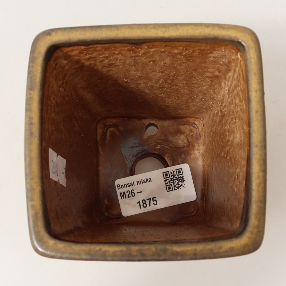 Keramická bonsai miska 8,5 x 8,5 x 10,5 cm, barva hnědá